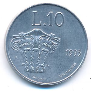 San Marino, 10 lire, 1993
