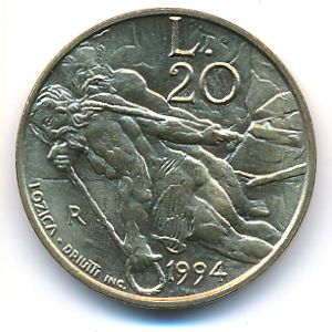 San Marino, 20 lire, 1994