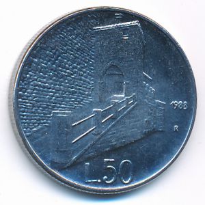 San Marino, 50 lire, 1988