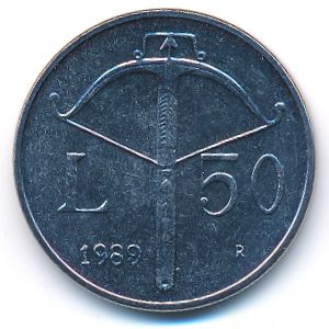 San Marino, 50 lire, 1989