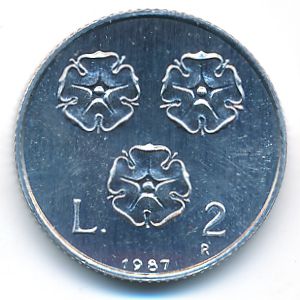 Сан-Марино, 2 лиры (1987 г.)