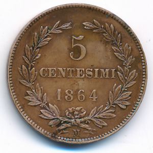 San Marino, 5 centesimi, 1864