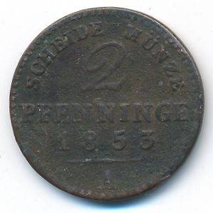 Prussia, 2 pfenning, 1853