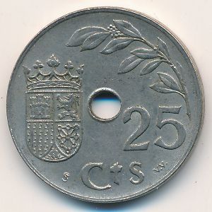 Spain, 25 centimos, 1937
