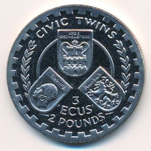Isle of Wight., 3 ecu - 2 pounds, 1996