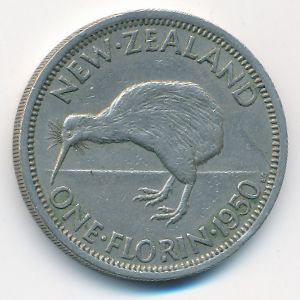 New Zealand, 1 florin, 1950