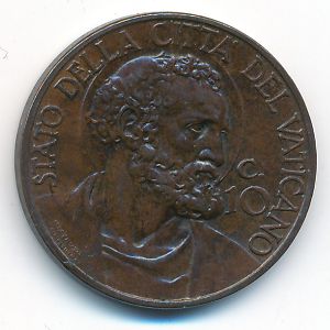 Ватикан, 10 чентезимо (1934 г.)