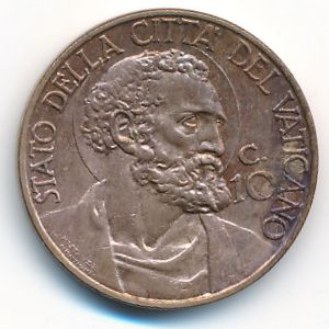 Ватикан, 10 чентезимо (1930 г.)