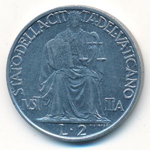Ватикан, 2 лиры (1942 г.)
