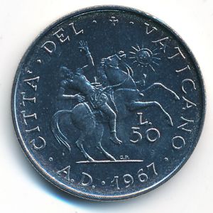 Ватикан, 50 лир (1967 г.)