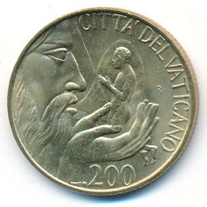 Ватикан, 200 лир (1988 г.)