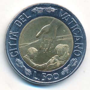 Ватикан, 500 лир (1999 г.)