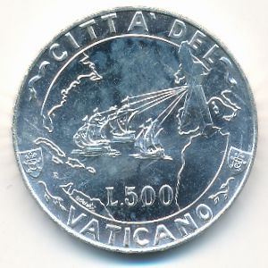 Ватикан, 500 лир (1992 г.)