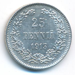 Finland, 25 pennia, 1913