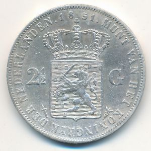 Нидерланды, 2 1/2 гульдена (1851 г.)