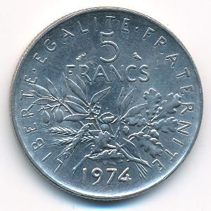 Франция, 5 франков (1974 г.)