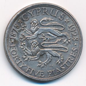 Кипр, 45 пиастров (1928 г.)