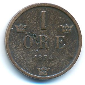 Швеция, 1 эре (1874 г.)