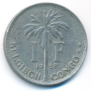 Бельгийское Конго, 1 франк (1928 г.)