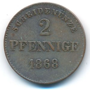 Саксен-Мейнинген, 2 пфеннига (1868 г.)