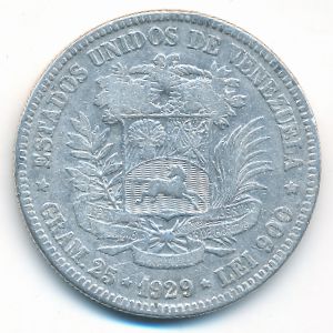 Venezuela, 5 bolivares, 1929