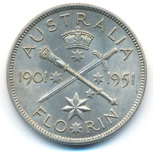 Австралия, 1 флорин (1951 г.)