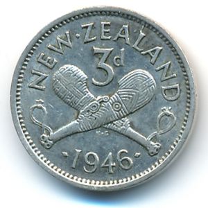 New Zealand, 3 pence, 1946