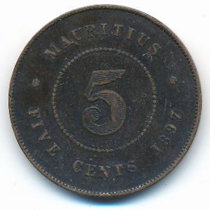 Маврикий, 5 центов (1897 г.)