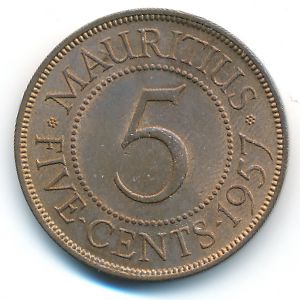 Маврикий, 5 центов (1957 г.)