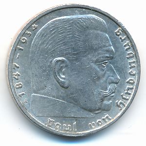 Третий Рейх, 2 рейхсмарки (1938 г.)