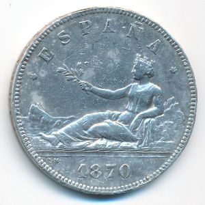 Испания, 5 песет (1870 г.)