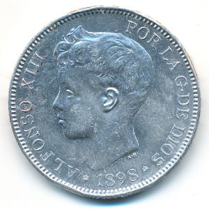 Испания, 5 песет (1898 г.)