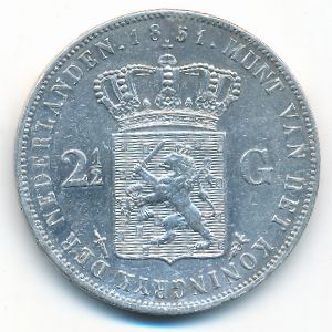 Netherlands, 2 1/2 gulden, 1851
