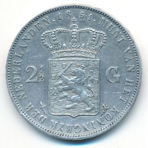Нидерланды, 2 1/2 гульдена (1851 г.)