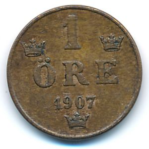 Sweden, 1 ore, 1907