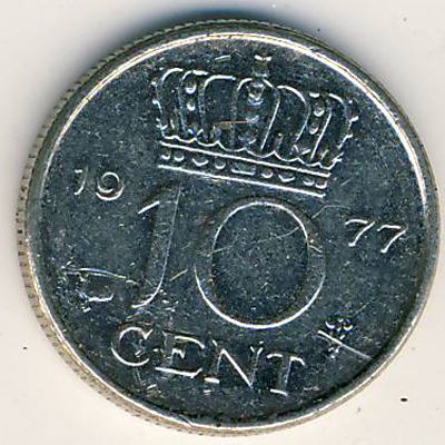 Нидерланды, 10 центов (1977 г.)