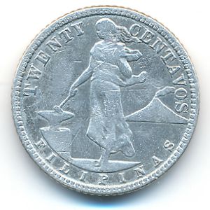 Philippines, 20 centavos, 1917