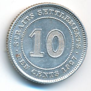 Стрейтс-Сетлментс, 10 центов (1927 г.)