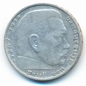 Nazi Germany, 2 reichsmark, 1937