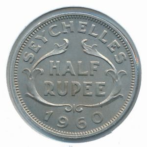 Seychelles, 1/2 rupee, 1960