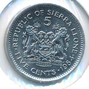 Sierra Leone, 5 cents, 1984