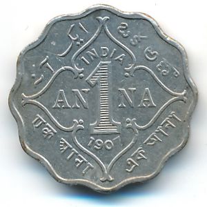 Британская Индия, 1 анна (1907 г.)