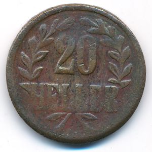 Немецкая Африка, 20 геллеров (1916 г.)