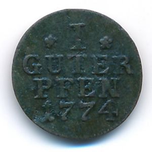 Пруссия, 1 пфеннинг (1774 г.)