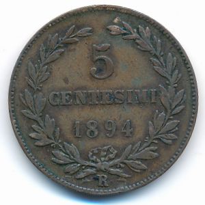 San Marino, 5 centesimi, 1894