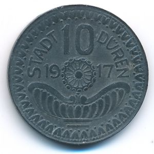 Дюрен., 10 пфеннигов (1917 г.)