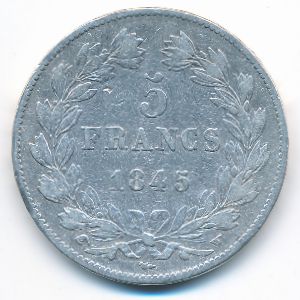 Франция, 5 франков (1845 г.)