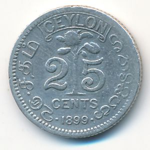Ceylon, 25 cents, 1899