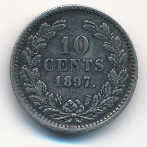 Netherlands, 10 cents, 1897