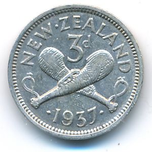 Новая Зеландия, 3 пенса (1937 г.)